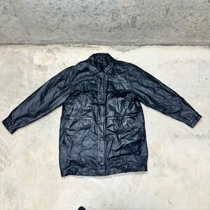 Phase Two Mens Black Leather Jacket‎ Size L Zip Out Lining Western Style
